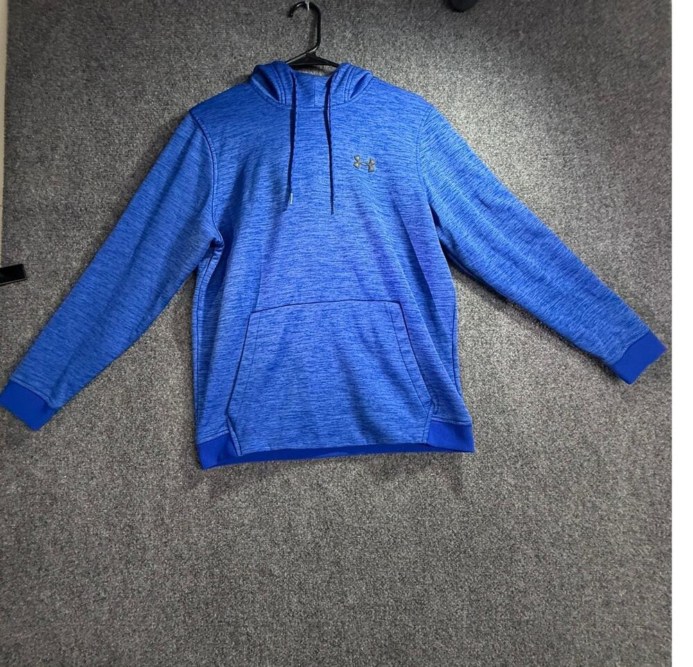 Under Armour Men's Blue Space Dye ColdGear Pullover Fleece Hoodie Size Medium